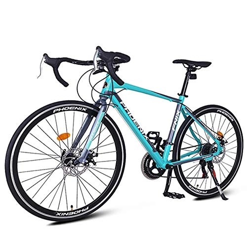 Road Bike : 14 Speed Road Bike, Aluminum Frame City Commuter Bicycle, Mechanical Disc Brakes Endurance Road Bicycle, 700 * 23C Wheels, White FDWFN (Color : Blue)