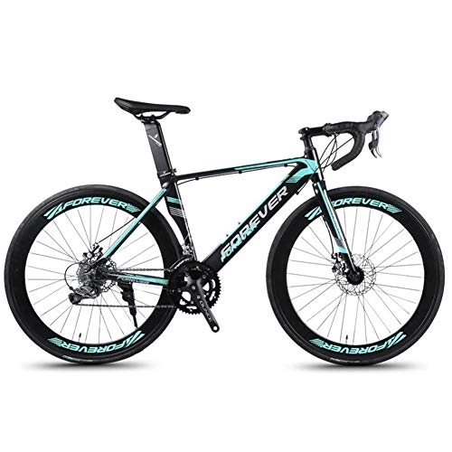 Road Bike : 14 Speed Road Bike, Aluminum Frame Road Bicycle, Men Women Racing Bicycle with Mechanical Disc Brakes, City Commuter Bicycle City Utility Bike, Green