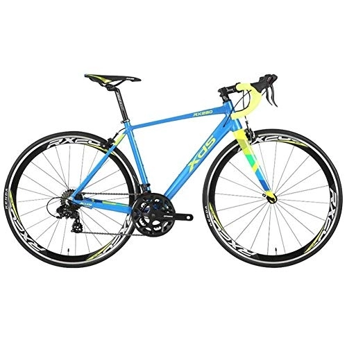 Road Bike : 14 Speed Road Bike, Men Women Lightweight Aluminium Racing Bicycle, Adult City Commuter Bicycle, Anti-Slip Bikes, Blue, 460MM