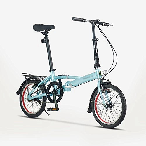 Road Bike : 16-inch mini-ultra-light aluminum alloy folding bicycle adult student bike ( Color : Blue )