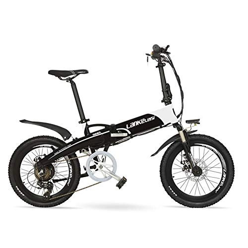 Road Bike : 20'' Folding Pedal Assist Electric Bike Built-In 48V 10Ah / 14.5Ah Lithium-ion Battery, 240W / 500W Strong Powerful Motor, Aluminum Alloy Rim & Frame, Front Wheel Quick Release(White-Black, 240W 14.5Ah)