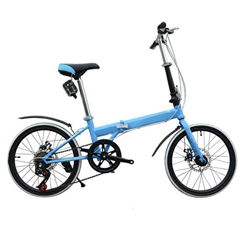 Road Bike : 20-inch Folding Car Disc Brake Folding Bike Luxury Folding Bike Mini Student Bicycle Gift Car Riding Equipment, Blue-26in