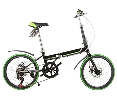 Road Bike : 20-inch Folding Car Disc Brake Folding Bike Luxury Folding Bike Mini Student Bicycle Gift Car Riding Equipment, Green-26in