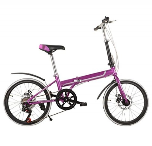 Road Bike : 20-inch Folding Car Disc Brake Folding Bike Luxury Folding Bike Mini Student Bicycle Gift Car Riding Equipment, Purple-26in