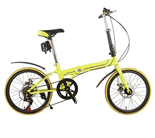 Road Bike : 20-inch Folding Car Disc Brake Folding Bike Luxury Folding Bike Mini Student Bicycle Gift Car Riding Equipment, Yellow-26in