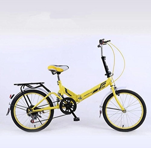 Road Bike : 20-inch Folding Speed-changing Bicycle Road Bike Adults Adults And Students Leisure Bicycles Bicycles, Yellow-20in
