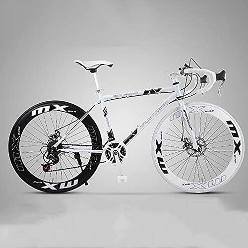Road Bike : 2024 New 26 Inch Road Mountain Bike Curved Handle Cycling 24 Speed Disc Brakes Front And Rear Bicycles High Carbon Steel Frame Road Bicycle For Women Men Adult, Constructive23