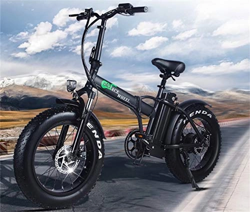 Road Bike : 20inch electric snow bicycle 48v*15ah lithium Folding electric bicycle 500w rear wheel motor fat ebike max speed 42km / h mountain bike smart LCD display CE certification