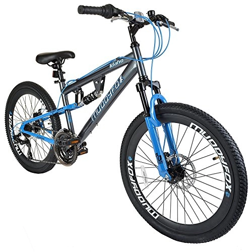 Road Bike : 24" Idaho Boys Kids BIKE - Adult Muddyfox DISC Bicycle in BLUE (Dual Sus)