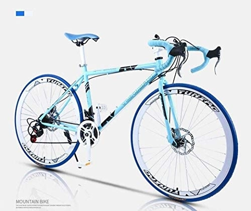 Road Bike : 24-Speed 26 Inch Bikes, Road Bicycle, Double Disc Brake, High Carbon Steel Frame, Road Bicycle Racing, Men's And Women Adult (Color : D)