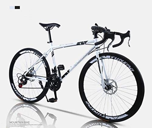 Road Bike : 24-Speed 26 Inch Bikes, Road Bicycle, Double Disc Brake, High Carbon Steel Frame, Road Bicycle Racing, Men's And Women Adult (Color : E)