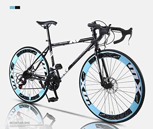 Road Bike : 24-Speed 26 Inch Bikes, Road Bicycle, Double Disc Brake, High Carbon Steel Frame, Road Bicycle Racing, Men's And Women Adult, (Color : E)