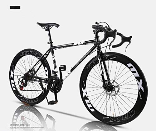 Road Bike : 24-Speed 26 Inch Bikes, Road Bicycle, Double Disc Brake, High Carbon Steel Frame, Road Bicycle Racing, Men's And Women Adult, (Color : G)