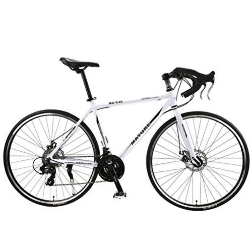 Road Bike : 26.8 Inch Road Bicycle, 30-Speed Mountain Bike, 700C Wheels Commuter City Road Bike, Double Disc Brake, Aluminum Alloy Frame, Road Bicycle Racing, Men's And Women Adult-Only, White black