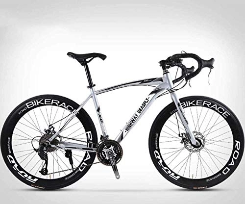 Road Bike : 26-inch Highway Bicycle 27-Speed Bicycle Double disc Brake high Carbon Steel Frame Highway Bicycle Racing Men and Women Adult Cars (Adults only) 7-2 c (Color : E) (E)
