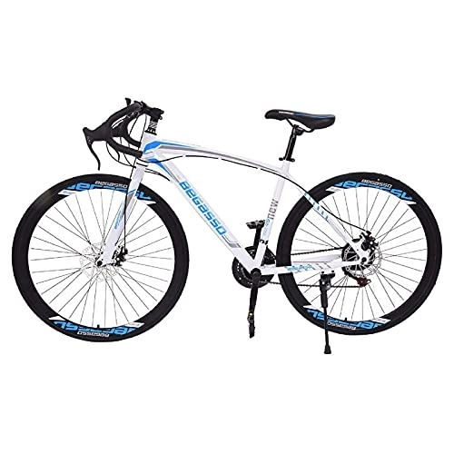 Road Bike : 26 inch Lightweight Durable Aluminum Road Bicycles, Begasso Shimanos Aluminum Full Suspension Road Bike 21 Speed ?Disc Brakes, 700c, Mens / Womens Fashionable Bikes【White, Shipping from USA】