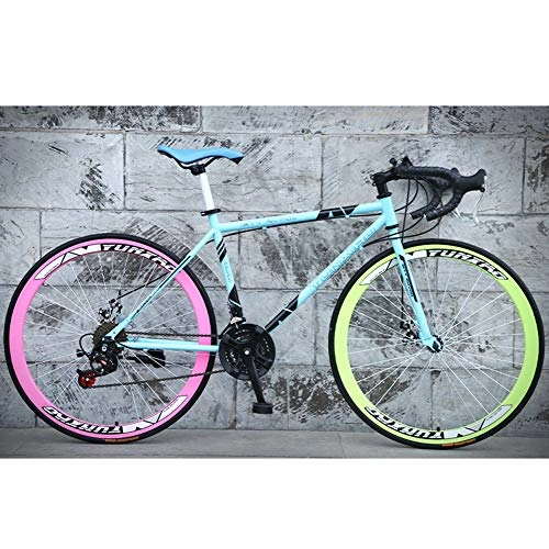 Road Bike : 26-Inch Road Bicycle, 24-Speed Bikes, Double Disc Brake Bicycles, High Carbon Steel Frame, Road Bicycle Racing, Rider Height 165-185 Cm (5.4-6 Feet), Pink