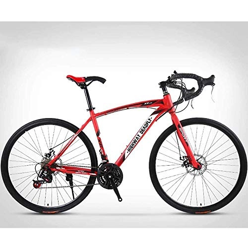 Road Bike : 26-Inch Road Bicycle, 24-Speed Bikes, Double Disc Brake, High Carbon Steel Frame, Road Bicycle Racing, Red