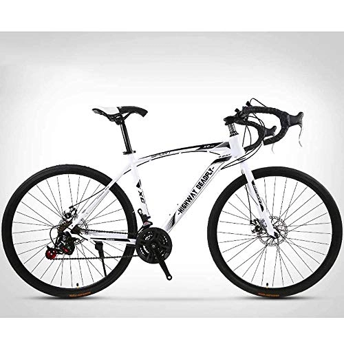 Road Bike : 26-Inch Road Bicycle, 24-Speed Bikes, Double Disc Brake, High Carbon Steel Frame, Road Bicycle Racing, White