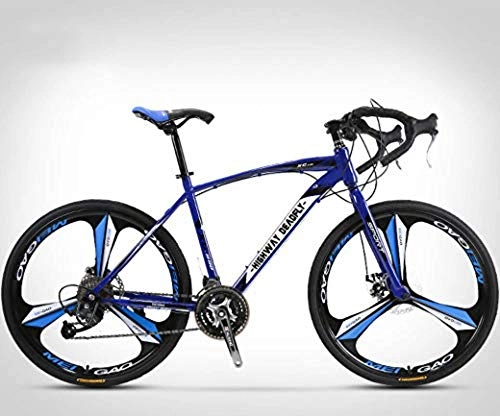 Road Bike : 26-Inch Road Bicycle, 27-Speed Bikes, Double Disc Brake, High Carbon Steel Frame, Road Bicycle Racing, Men's And Women Adult-Only, Blue