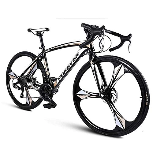 Road Bike : 26 Inch Road Bicycle, Adult Men 27 Speed Mechanical Disc Brakes Road Bike, High-carbon Steel Frame Racing Bicycle, Perfect For Road Or Dirt Trail Touring, Rose Gold