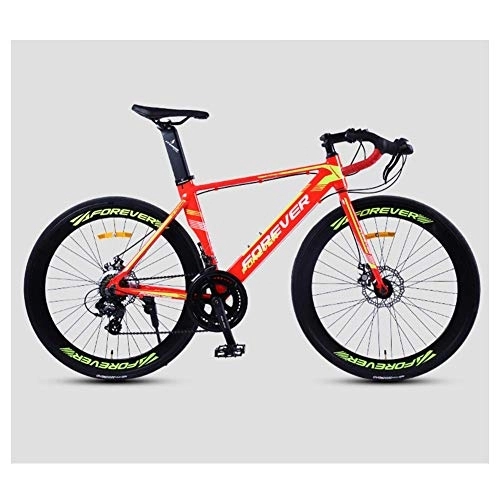 Road Bike : 26 Inch Road Bike, Adult 14 Speed Dual Disc Brake Racing Bicycle, Lightweight Aluminium Road Bike, Perfect for Road Or Dirt Trail Touring, Orange FDWFN (Color : Orange)