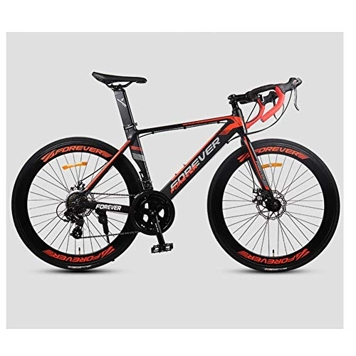 Road Bike : 26 Inch Road Bike, Adult 14 Speed Dual Disc Brake Racing Bicycle, Lightweight Aluminium Road Bike, Perfect for Road Or Dirt Trail Touring, Orange FDWFN (Color : Red)
