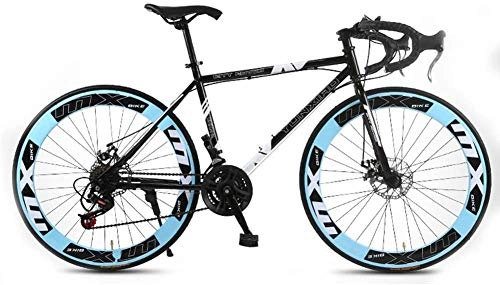 Road Bike : 26 Inch Road Mountain Bike / Bicycles, 24 Speed Disc Brakes Front And Rear, for Women Men Adult Suitable for Rider Height: 160-185Cm, Blue