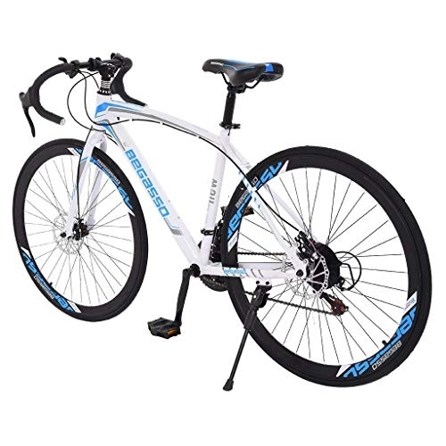 Road Bike : 26 Inch Steel Road Bike for Adult Men & Women, 700C Wheel Racing Bikes for Adults Mens & Womens, 21-Speed Full Suspension Specializeds Race Bicycle for Bike Mountain 29 Inch (white, One Size)
