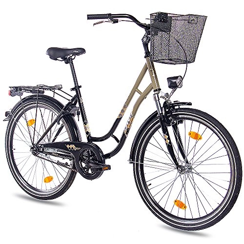 Road Bike : 26City Bike Women's Cycling KCP Toury with 1G Coaster German Traffic Regulations Corn with Black Olive