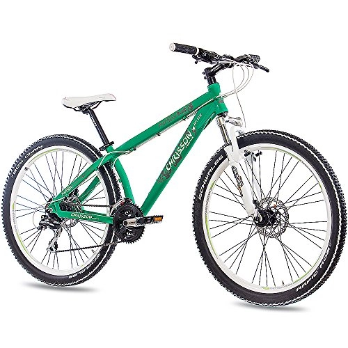 Road Bike : 26inch MTB Mountain Dirt Bike Bicycle CHRISSON Rubby Unisex with 24g Shimano 2XDISK Green Matt Aluminium