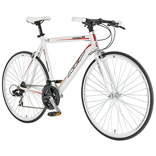 Road Bike : 28 inch KCP road, fitness bike marathon aluminium 21 speed SHIMANO 56 cm white - 71.1 cm (28 inch), Rahmenhhe: 59 cm