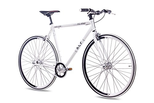 Road Bike : 28-inch urban fixie, road bike, single speed, KCP FG1, Flat 2016, fixed gear, white.