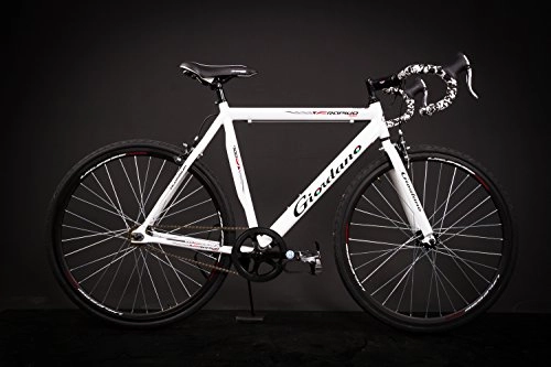 Road Bike : 28inch aluminium road bike single speed Giordano race bike, 56 cm, white