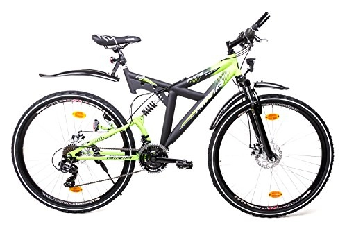 Road Bike : 28inch Biria Cross Fully Mountain Bike 21Speed Shimano Disc StVZO Black / Green