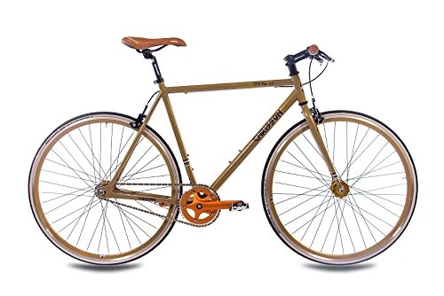 Road Bike : 28inch Fixie Single Speed Road Bike Bicycle CHRISSON FG Flat 1.02016Gold, 59 cm (Sw 12)