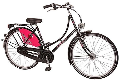 Road Bike : 28Inch Women's Holland city bike by Bach Tenkirch Girls 'Bicycle 3Gear, Colours: Black / Pink Frame Size: 50cm