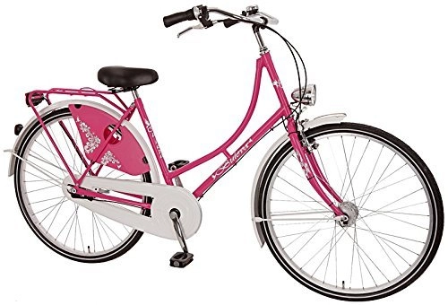 Road Bike : 28Inch Women's Holland city bike by Bach Tenkirch Girls 'Bicycle 3Gear, Colours: Pink / White-size: 50cm