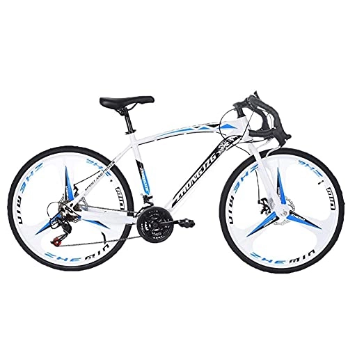Road Bike : 3-Spokes Wheels Road Bicycle 26-inch 700c Road Bike t21 Speed Racing Bicycle with Double Disc Brake Lightweight Carbon Steel Frame for Men Women Adult Bicycles