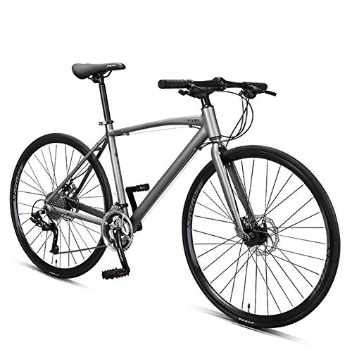 Road Bike : 30 Speed Road Bike, Adult Commuter Bike, Lightweight Aluminium Road Bicycle, 700 * 25C Wheels, Racing Bicycle with Dual Disc Brake, Black FDWFN (Color : Grey)