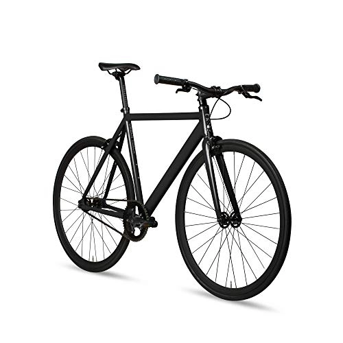 Road Bike : 6KU Aluminum Fixed Gear Single-Speed Fixie Urban Track Bike, Shadow Black, 52cm / S