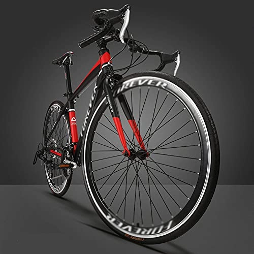 Road Bike : 700C *28C Road Bike, Steel City Commuter Bicycle With 27 Speeds Drivetrain 2 Colors black red-27speed
