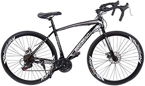 Road Bike : 700C Road Bicycle Begasso Shimanos Aluminum Full Suspension Road Bike 21 Speed Disc Brakes for Men&Women-Black