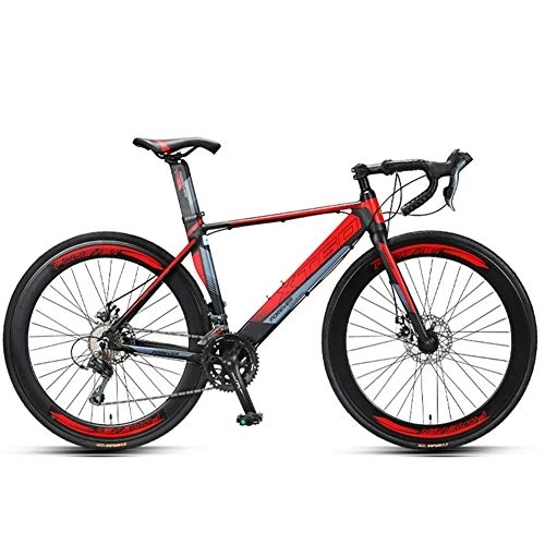 Road Bike : 700C Wheels Road Bike, Ultra-Light Aluminum Frame Road Bicycle, Men Women City Commuter Bicycle, Perfect For Road Or Dirt Trail Touring, Red, 16 Speed