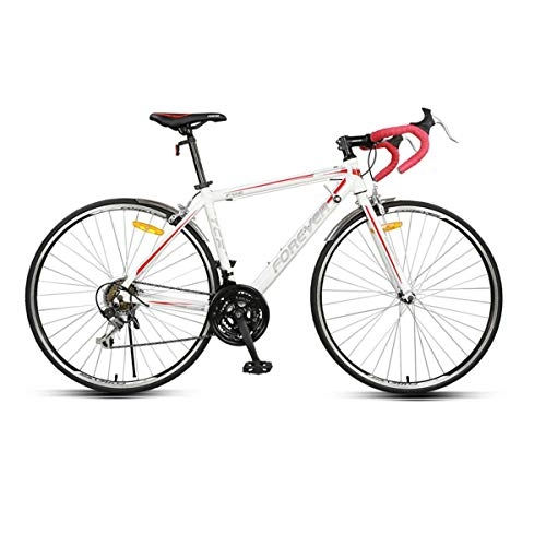 Road Bike : 8haowenju Aluminum 21 Speed 700C Road Bike Racing Bicycle, And Labor Saving (Color : White)