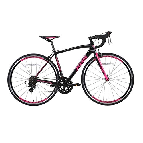 Road Bike : 8haowenju Road Bike Bicycle, Aluminum Frame, Shimano 14-speed 700C, Adult Male And Female Students Racing (Color : Black red, Edition : 14 speed)