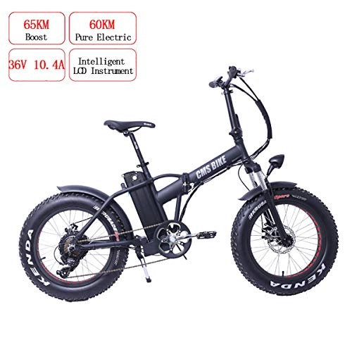 Road Bike : Adult Electric Mountain Bike 36V 10.4A 500W Endurance 60KM 6 Speeds Folding E-bike 20" Wide Tire Aluminum Alloy Frame Bicycle with Double Disc Brakes