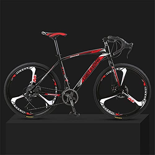 Road Bike : Adult hard-tail bicycle 26-inch 27-speed adult student men’s and women’s cross-country road mountain bike, double disc brake high carbon steel bicycle-C