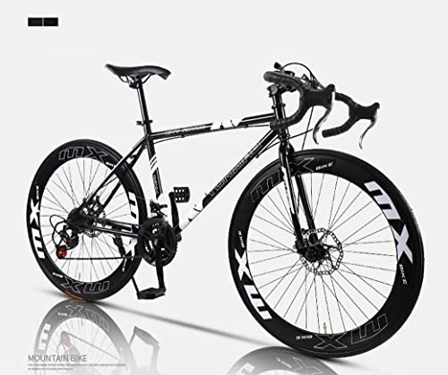 Road Bike : Adult mountain bike- Road Bicycle, 24-Speed 26 Inch Bikes, Double Disc Brake, High Carbon Steel Frame, Road Bicycle Racing, Men's and Women Adult (Color : G)