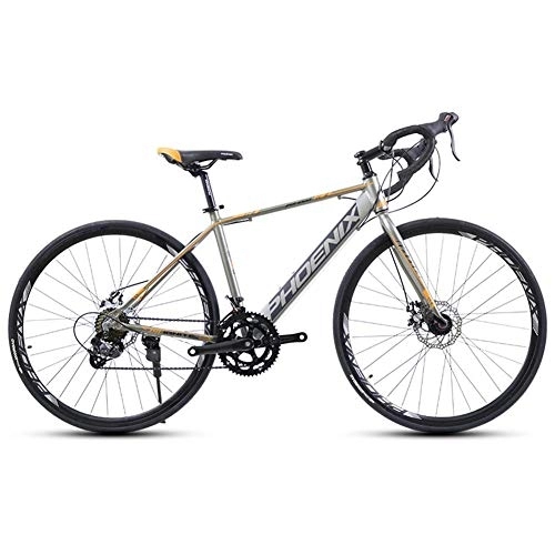 Road Bike : Adult Road Bike, 14 Speed 700C Wheels Road Bicycle, Alloy Frame Bicycle with Disc Brakes, Perfect For Road Or Dirt Trail Touring, Silver